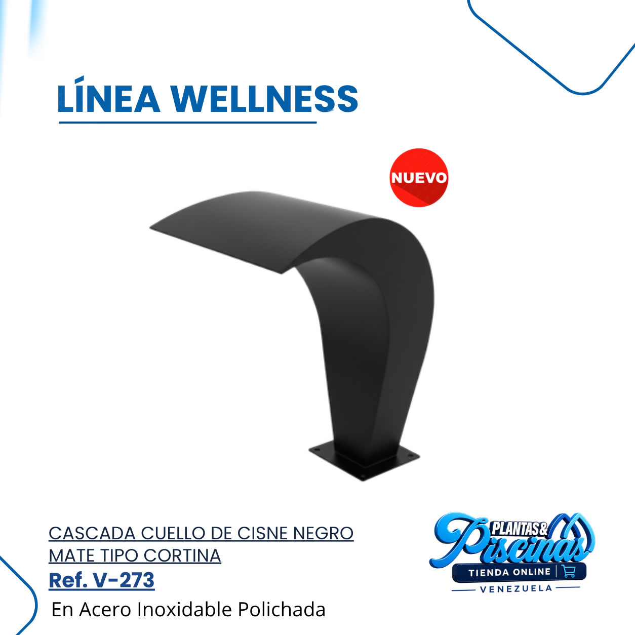 Cascada Cuello de Cisne Negro Mate Tipo Cortina V-273