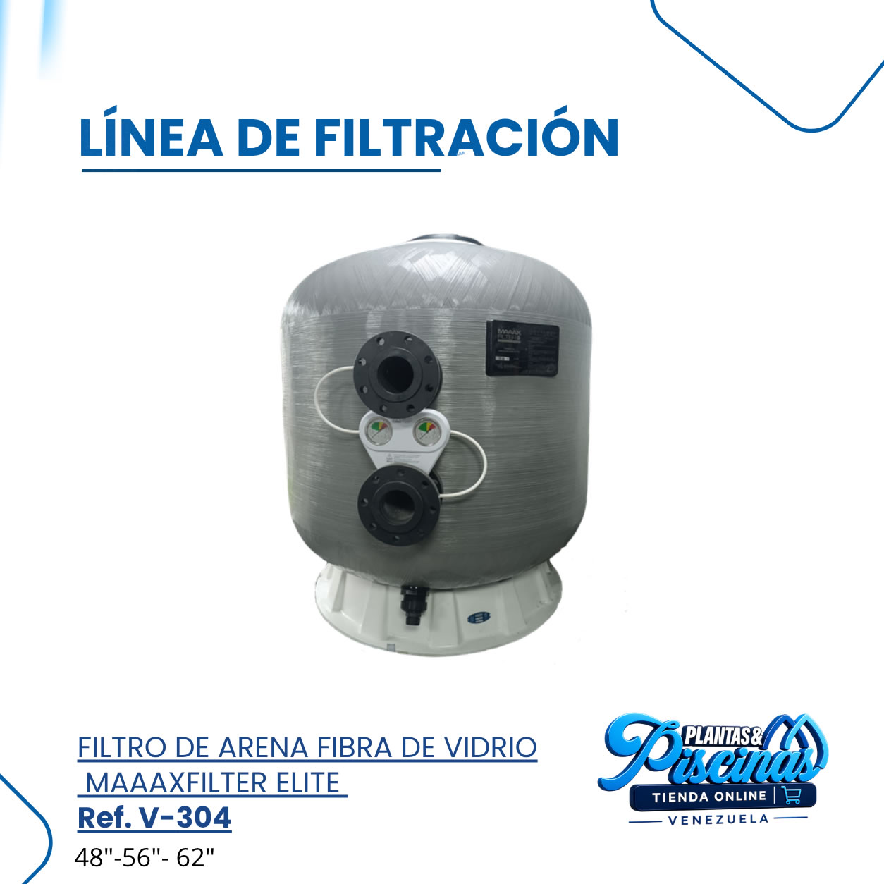 Filtro de Arena Fibra de Vidrio Maaaxfilter Élite V-304