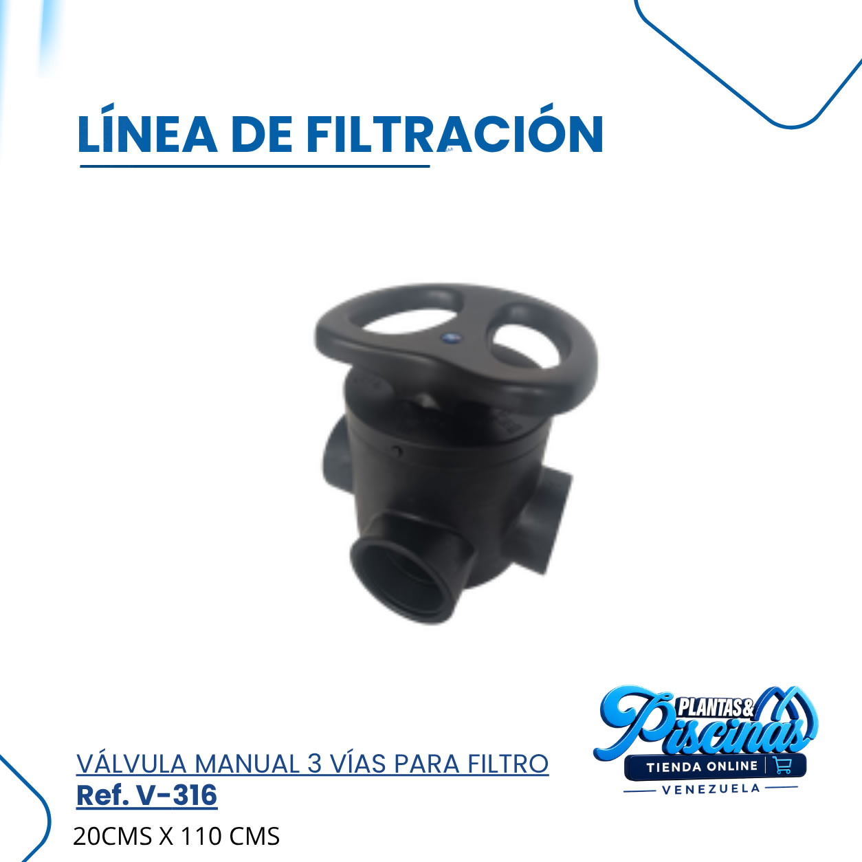 Válvula Manual 3 Vías para Filtro V-316