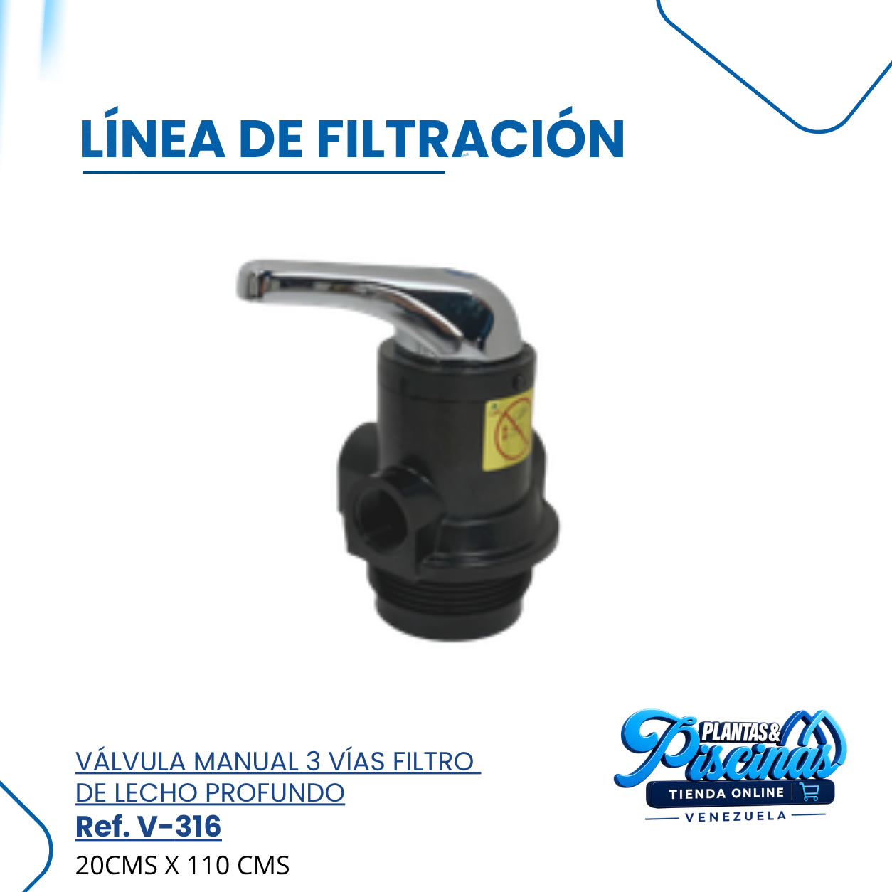 Válvula Manual 3 Vías Filtro de Lecho Profundo V-316